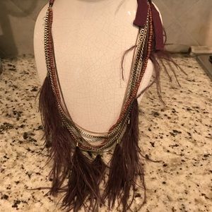 Anthropologie purple feather necklace-Never Worn!